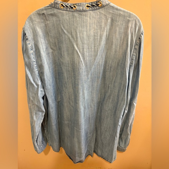 NWOT Chico's Chambray Nautical Denim Chambray Long Sleeve V-Neck Top Women’s XL - Picture 6 of 10